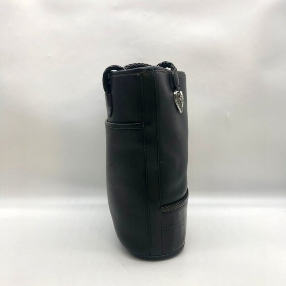 Brighton Black Leather Bucket Bag - Picture 3 of 11